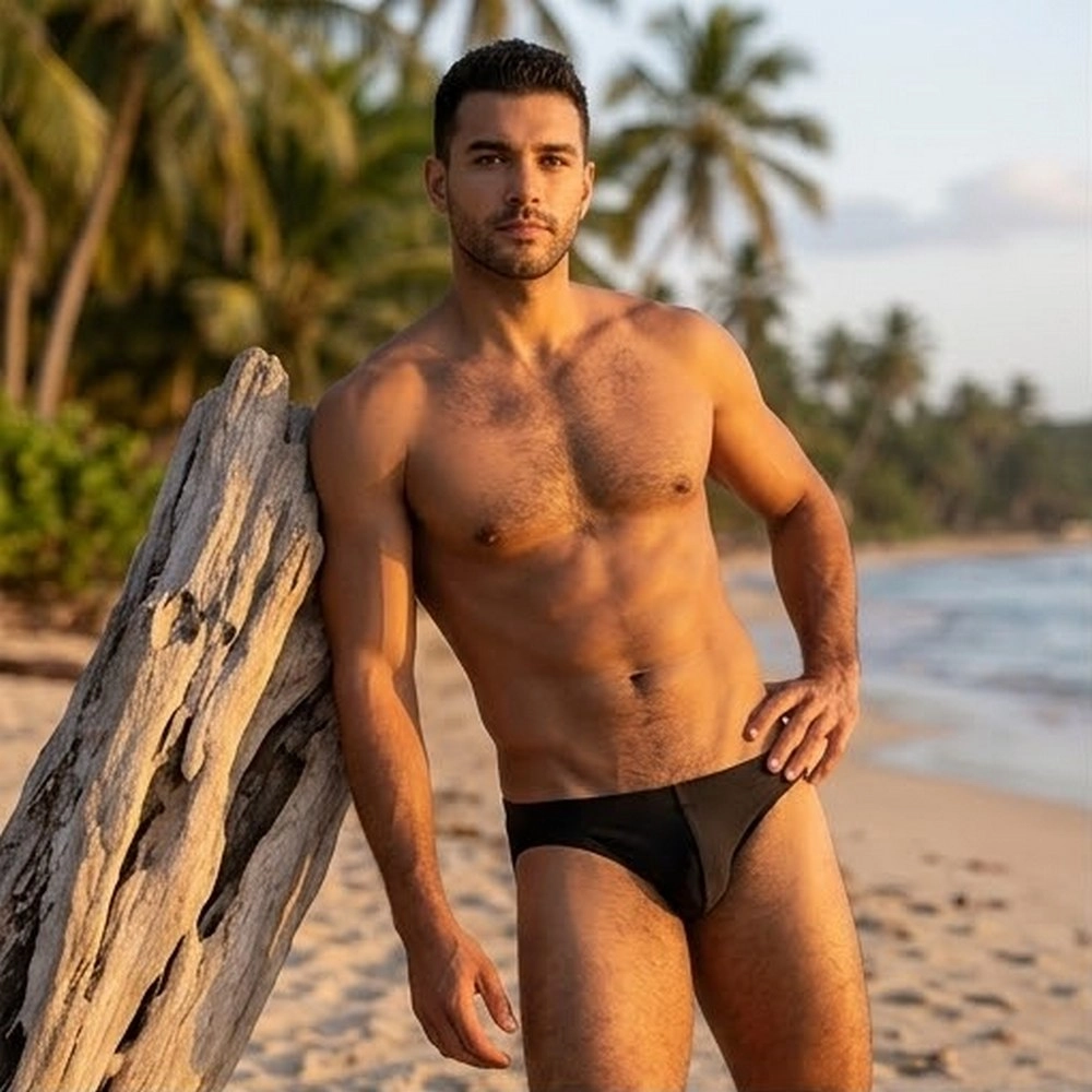 Swimming Briefs C011 Black (lightweight fabric/translucent)