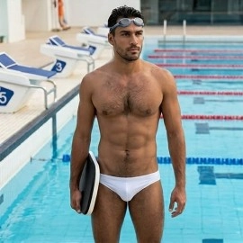 Swimming Briefs C012 White  (lightweight fabric/translucent)