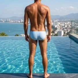Swimming Briefs C015 Light blue (lightweight fabric/translucent)