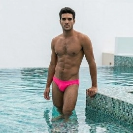 Swimming Briefs C017 fluorescent pink (lightweight fabric/translucent)