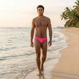 Swimming Briefs C017 fluorescent pink (lightweight fabric/translucent)
