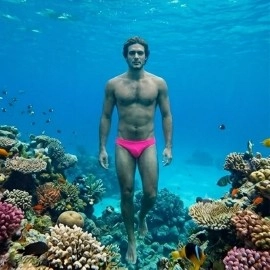 Swimming Briefs C017 fluorescent pink (lightweight fabric/translucent)