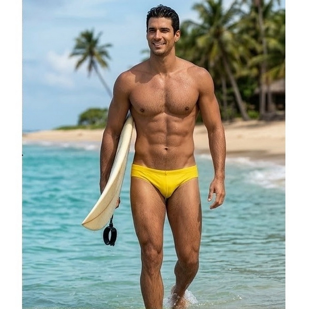 Swimming Briefs C020 Yellow (lightweight fabric/translucent)